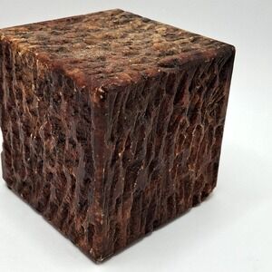 Hand Carved Genuine Alabaster Cube Made in Italy Textured Decor Accent